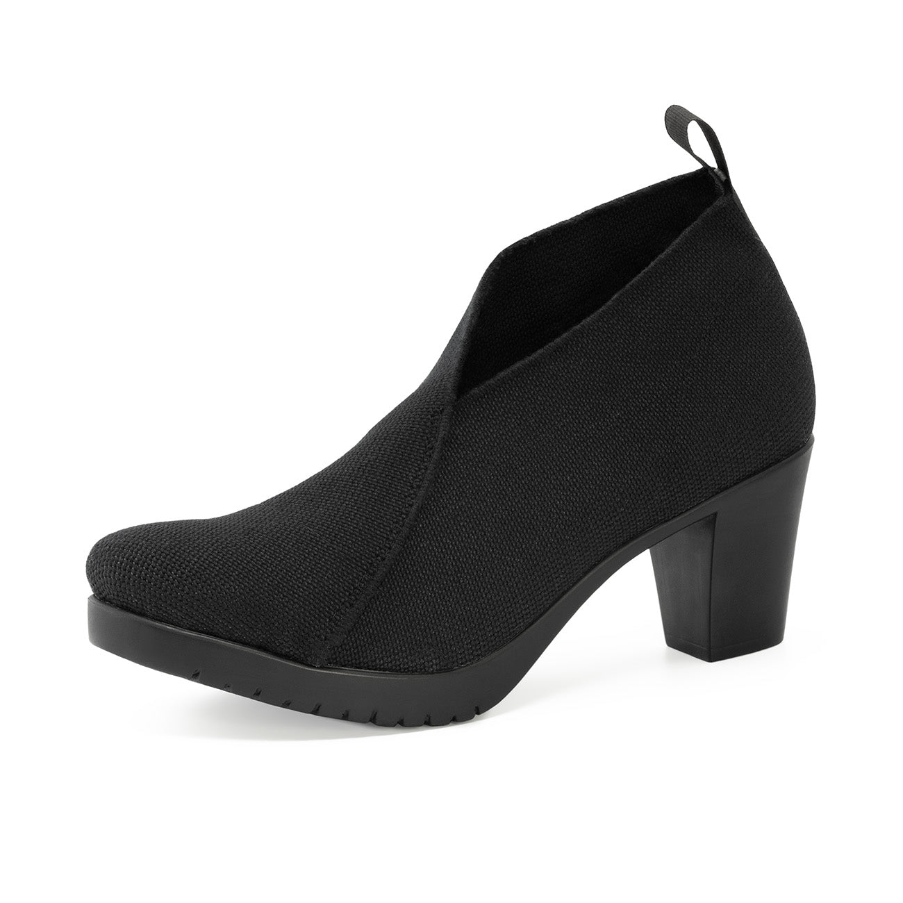 Jill-BlackLinen-front_1300x.  Charleston Shoe Co Sumter Black Knit Wedge Sock Bootie Quiet Luxury 10 Lagenlook main image 0