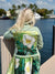 The Tea Leaf Green Denim Jacket / White Blossom