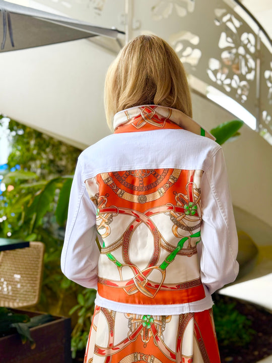 The White Denim Jacket / Orange Stirrup