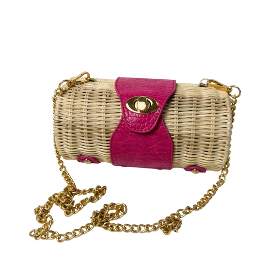 Rattan Croc Clutch