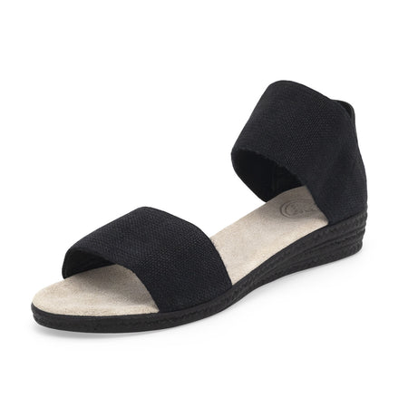 Low Wedge Espadrille Sandals - 1 Inch Heel Ankle Strap Wedge