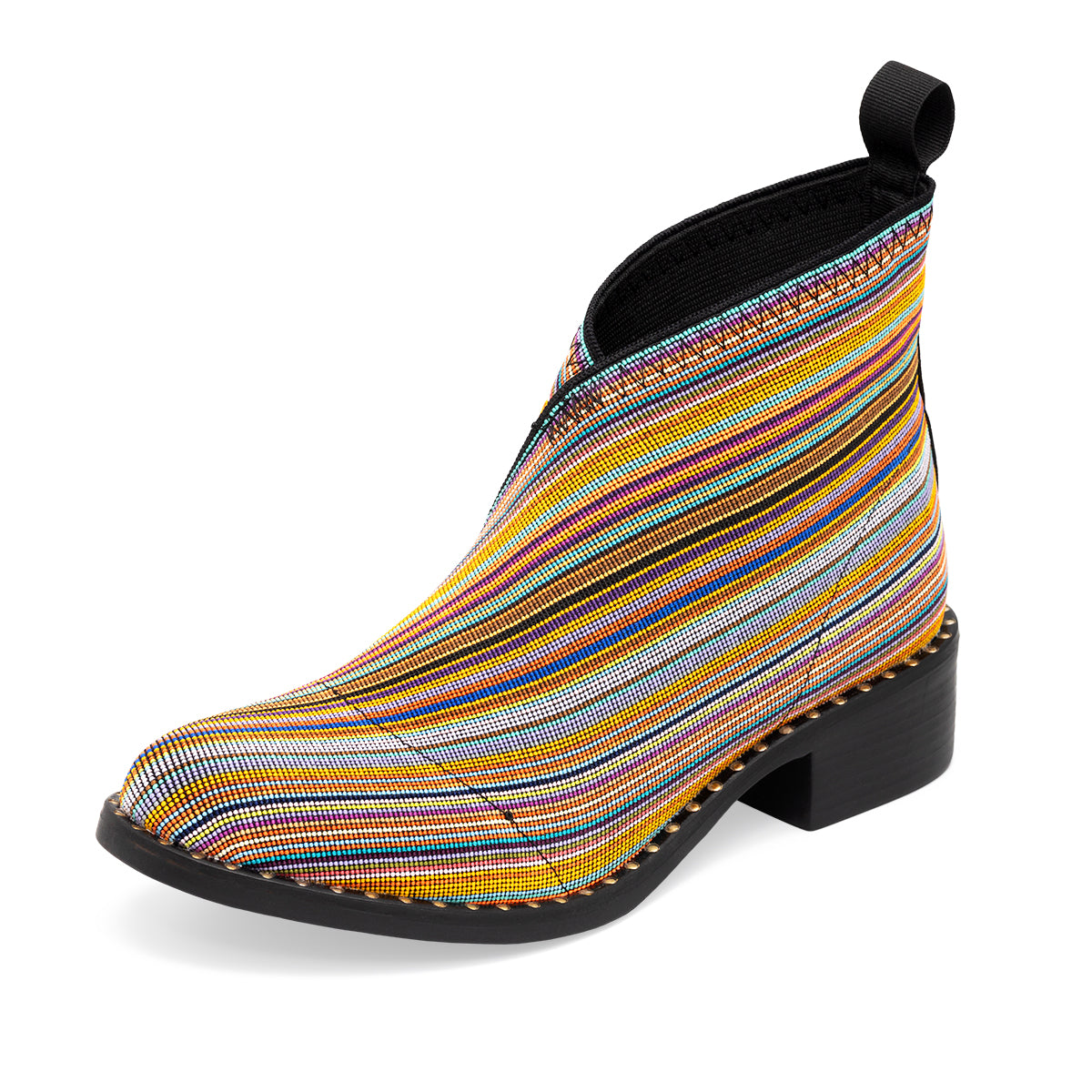 Slip On Ankle Boots - Front V Cut Stretch Fabric Ankle Boots