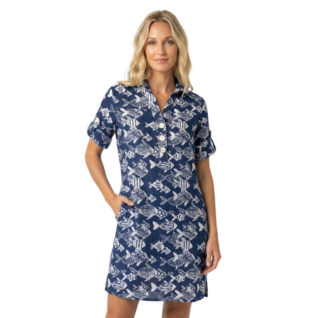 Sophia Shift Dress | Cotton Shirtdress with Pockets, Machine Washable