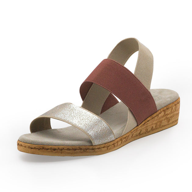 Collins, summer sandal, cork wedge sandal - Charleston Shoe Company | Pearla/Rosewood