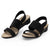 bunion friendly machine washable elastic fabric sandals shoes | Black