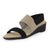 black linen elastic fabric casual sandals for women | Black/Linen