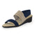 Navy linen casual sandal wedge | Navy/Linen