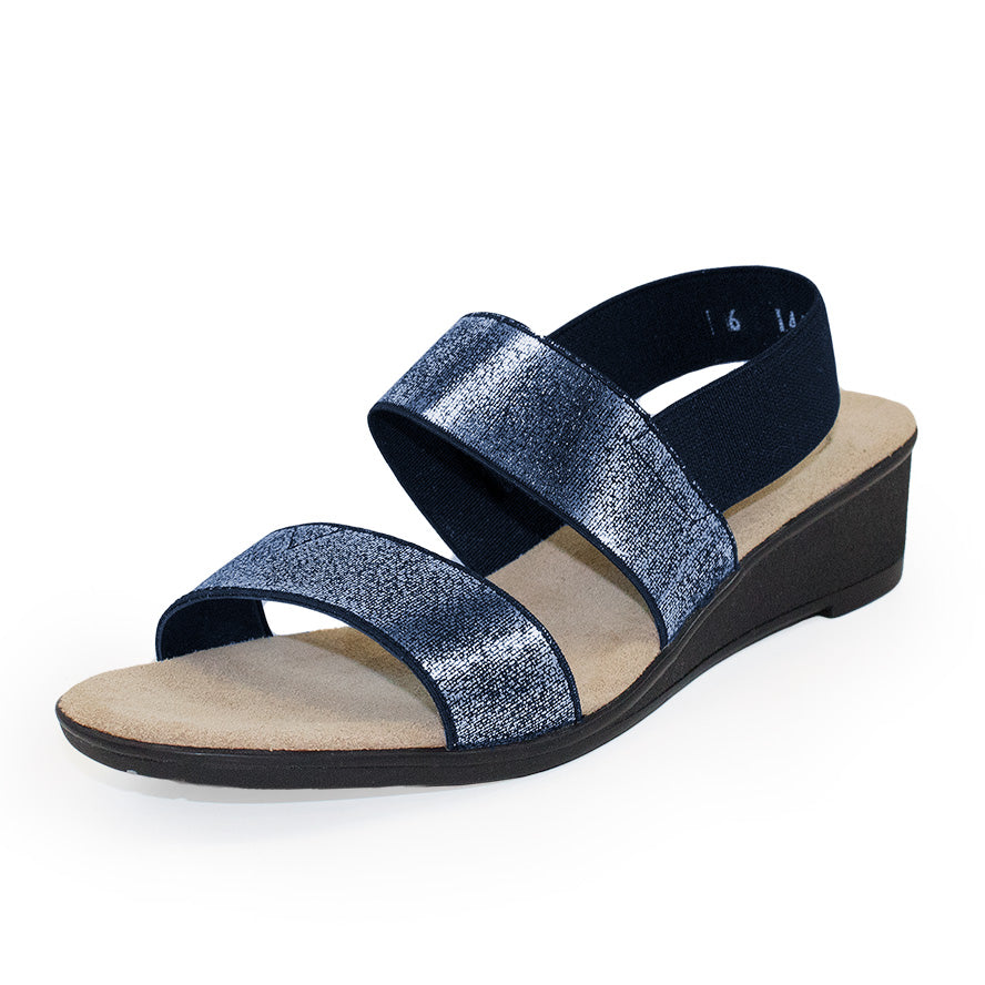 Hampton Double Strap Sandals - Elastic Strap Wedge Sandals