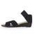 Lafayette Harrel side view, womens black sandal wedges - Charleston Shoe Company | Black Plain
